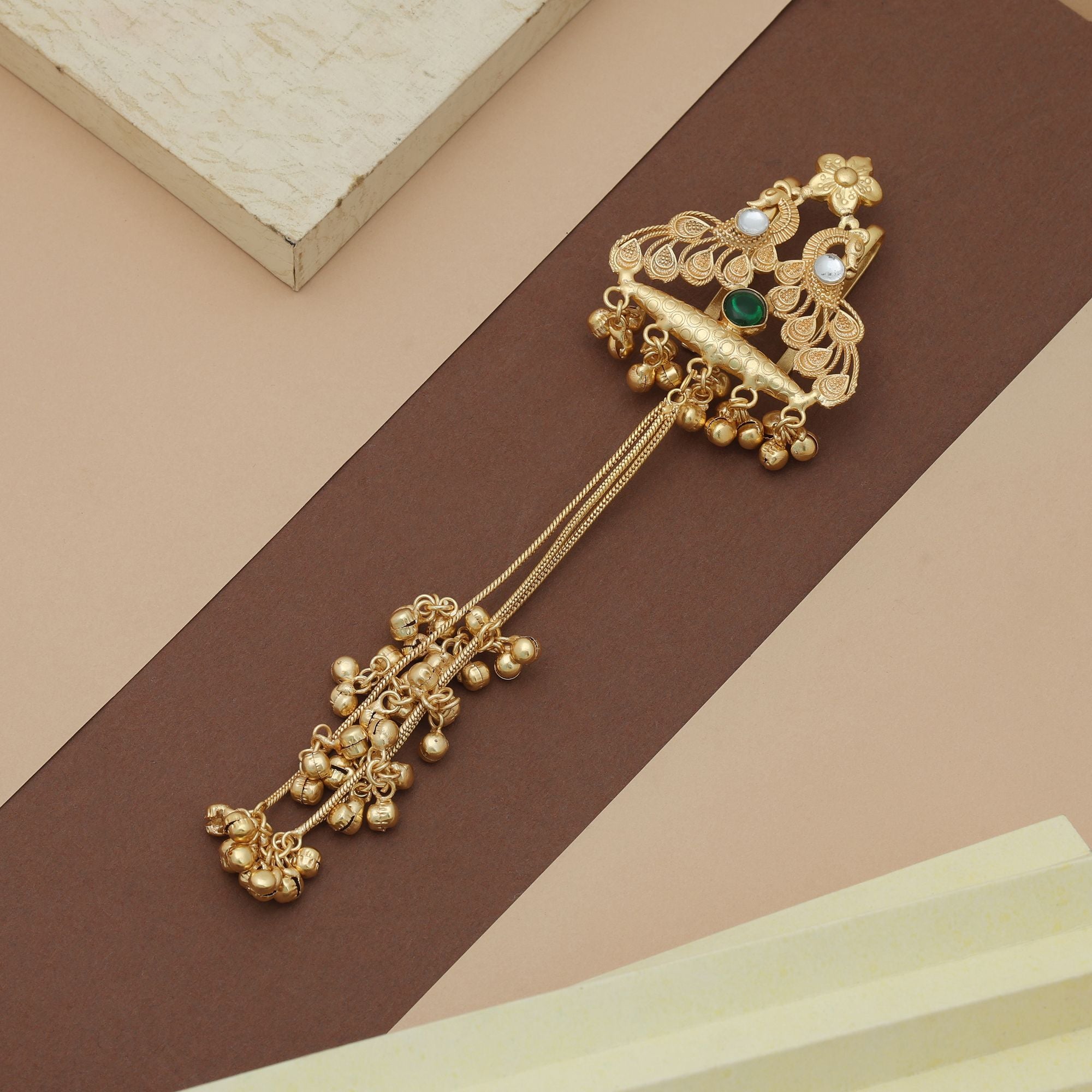 Green Color Hair Pin Traditional Ethnic Hair Accessory Stylish Designer Piece - Green
