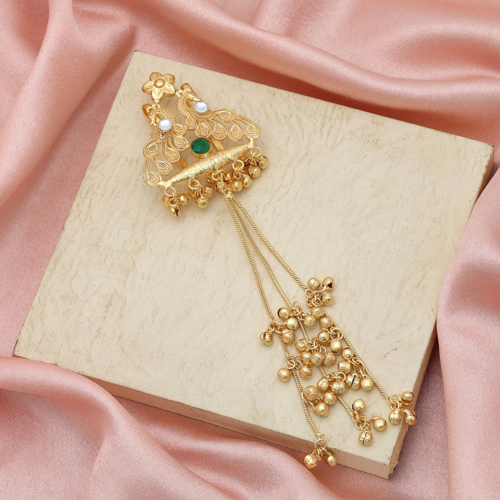Green Color Hair Pin Traditional Ethnic Hair Accessory Stylish Designer Piece - Green