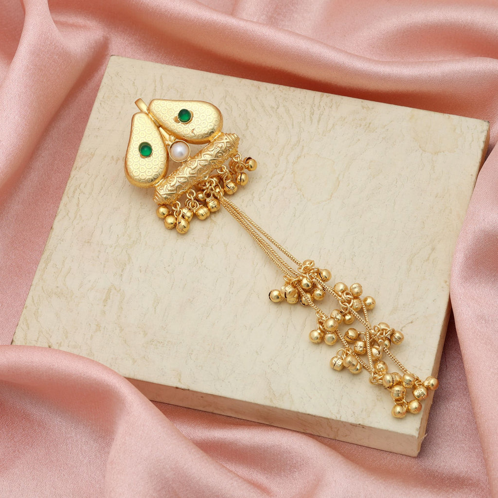 Green Color Hair Pin Elegant Festive Hair Jewelry Traditional Style Accessory - Green