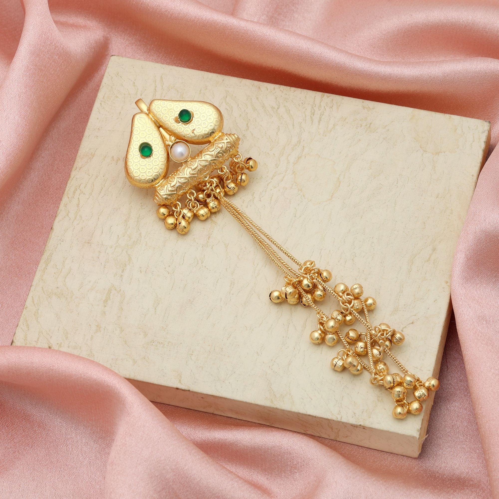Green Color Hair Pin Elegant Festive Hair Jewelry Traditional Style Accessory - Green