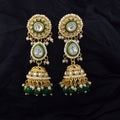 Stunning Green Color Meena Work Kundan Earrings Perfect for Weddings, Parties, and Festivals - Green