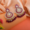 Purple Color Kundan Earrings - Purple