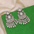 White Color Kundan Earrings Styled For Minimal Yet Elegant Ethnic Wear - White