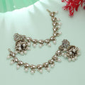 White Color Mirror & Kundan Earrings Elegant Traditional Party Wear Jewelry Design - White