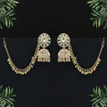White Color Kundan Earrings Elegant Traditional Bridal Style Jewelry Design - White