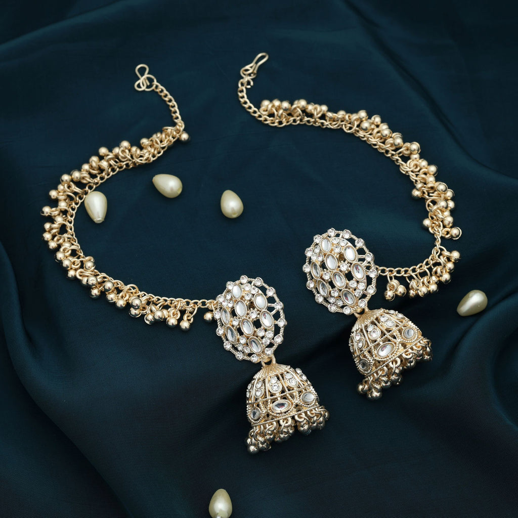 White Color Kundan Earrings Classic Ethnic Festive Jewelry Style - White