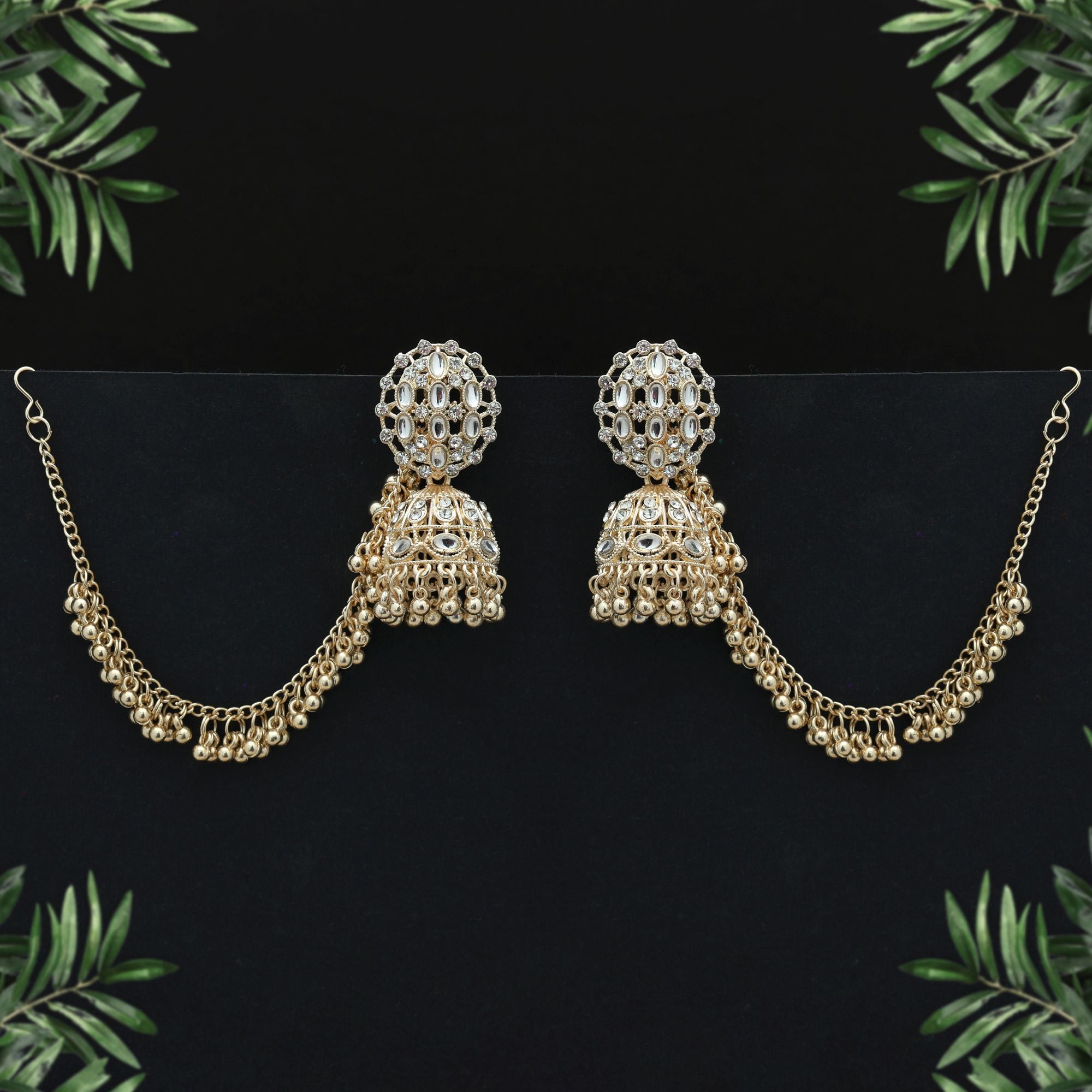 White Color Kundan Earrings Classic Ethnic Festive Jewelry Style - White