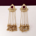 Maroon Color Elegant Traditional Long Kashmiri Earrings For Festive And Party Wear - Maroon