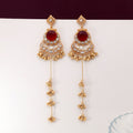 Maroon Color Antique Polish Long Kashmiri Earrings For Weddings And Celebrations - Maroon