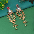 Rani & Green Color Gorgeous Heavy Work Long Kashmiri Earrings For Special Events - Rani & Green