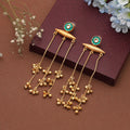 Green Color Long Kasmiri Earrings Crafted To Elevate Festive Attire With Intricate Traditional Artistry - Green