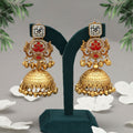Red Color Jhumka Kasmiri Earrings Bridal Traditional Jewelry With Rich Look - Red