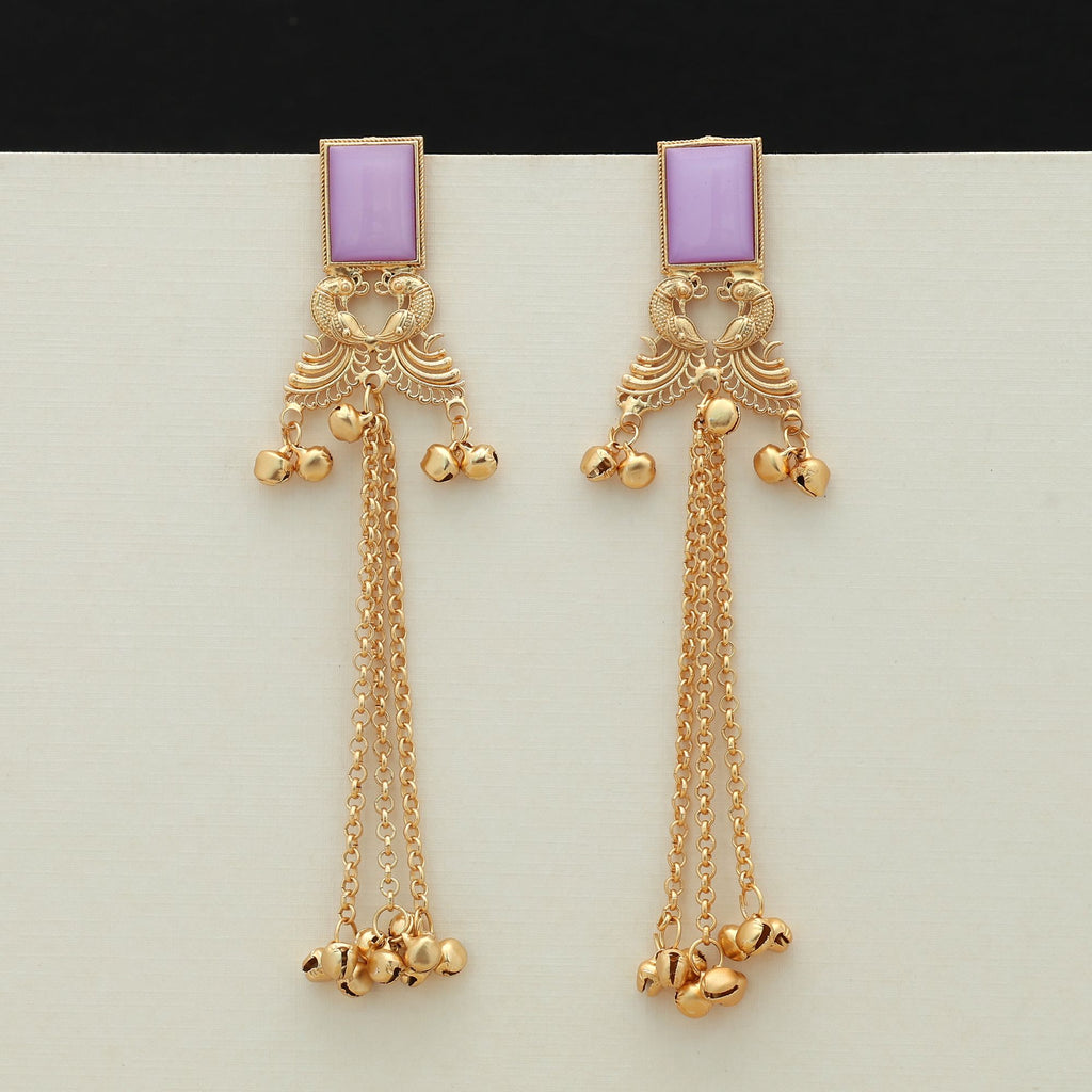 Light Purple Color Long Kasmiri Earrings Elegant Modern Ethnic Jewelry - Light Purple