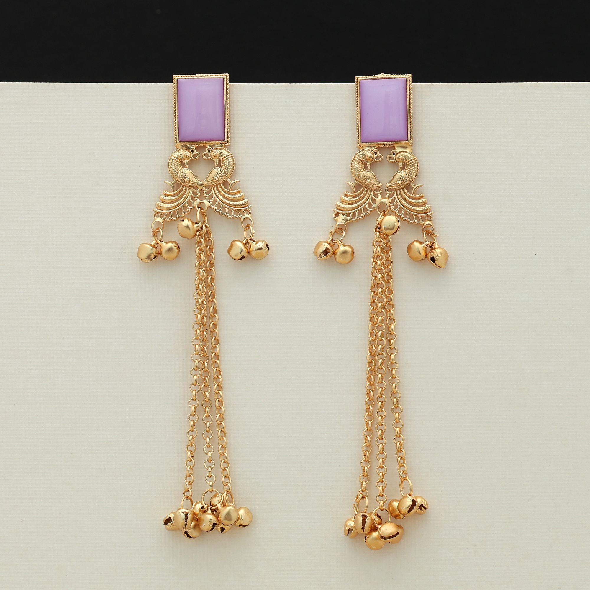 Light Purple Color Long Kasmiri Earrings Elegant Modern Ethnic Jewelry - Light Purple