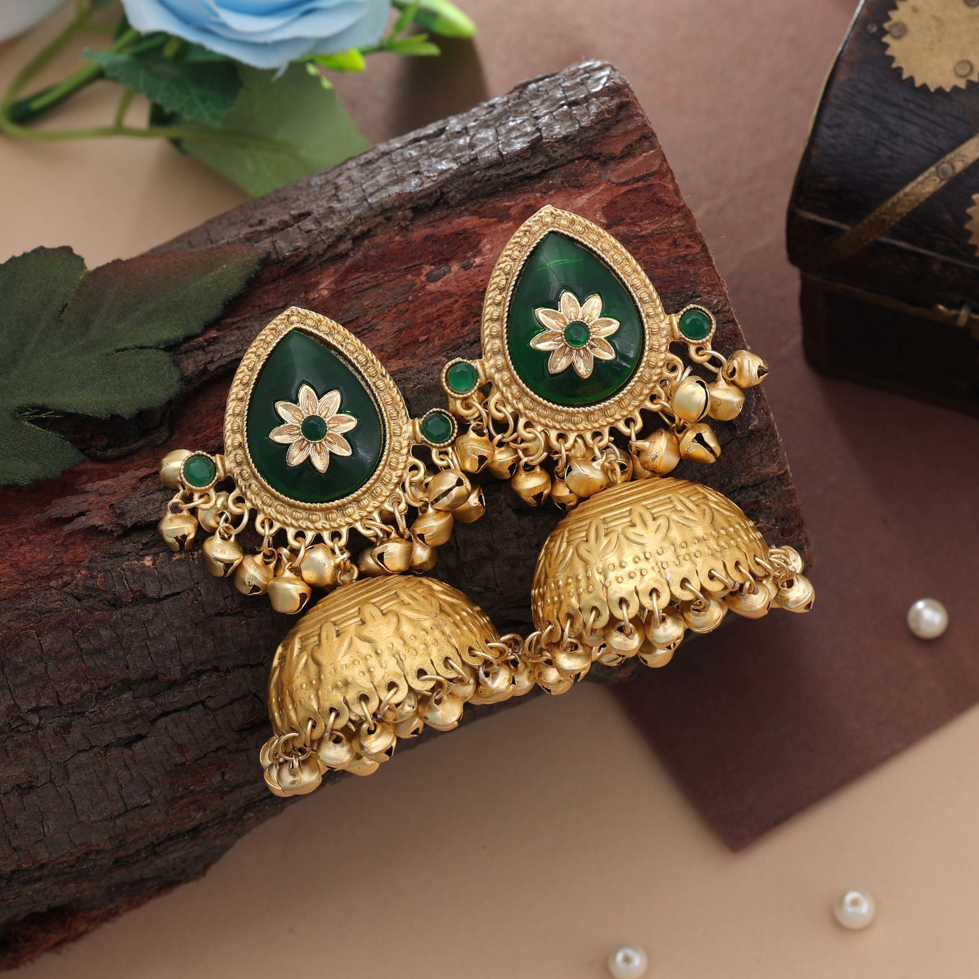 Big Size Jhumka Kasmiri Earrings Elegant Ethnic Festive Jewelry Collection