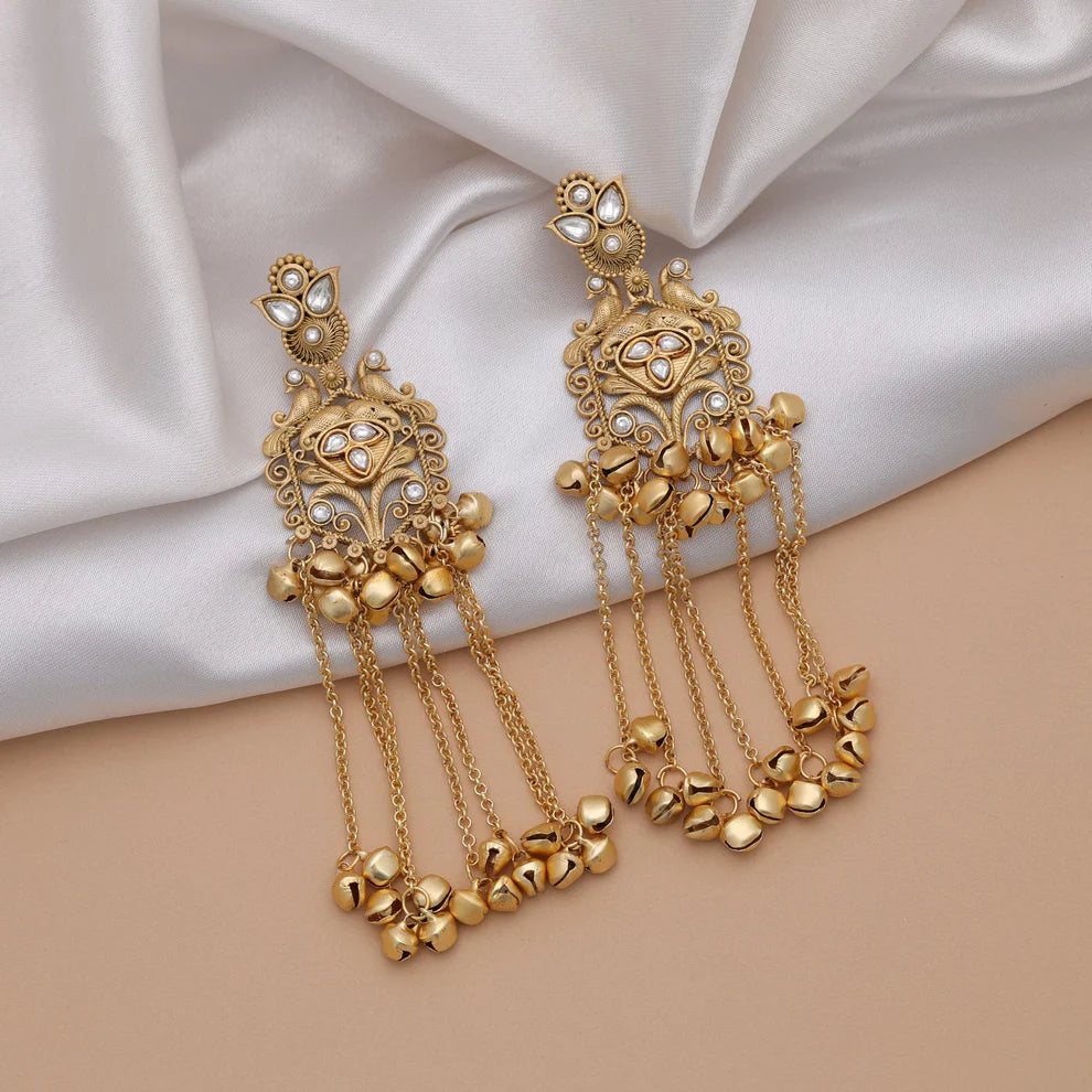 Gorgeous Long Kasmiri Earrings With Traditional Ethnic Fashion Jewelry Design