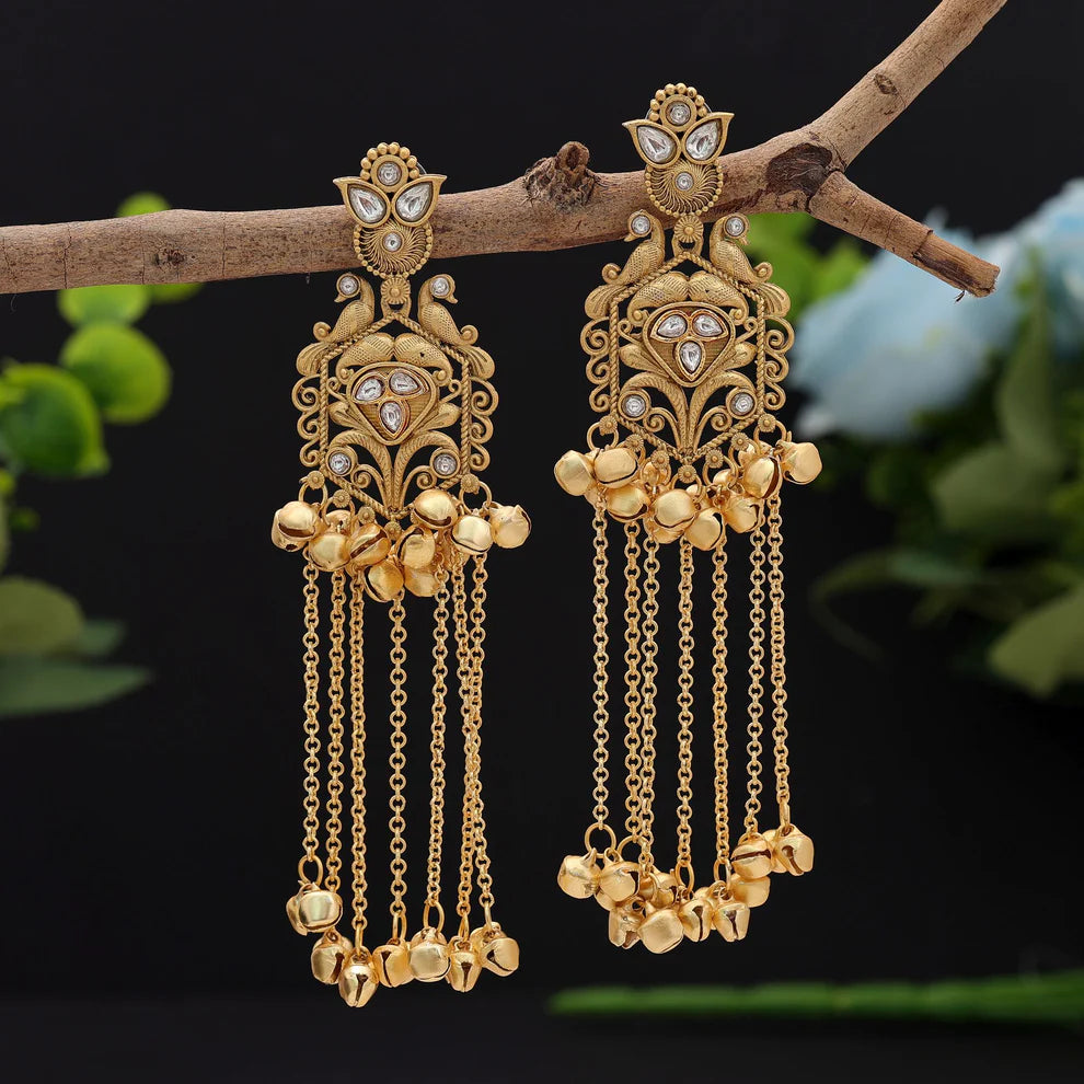 Gorgeous Long Kasmiri Earrings With Traditional Ethnic Fashion Jewelry Design