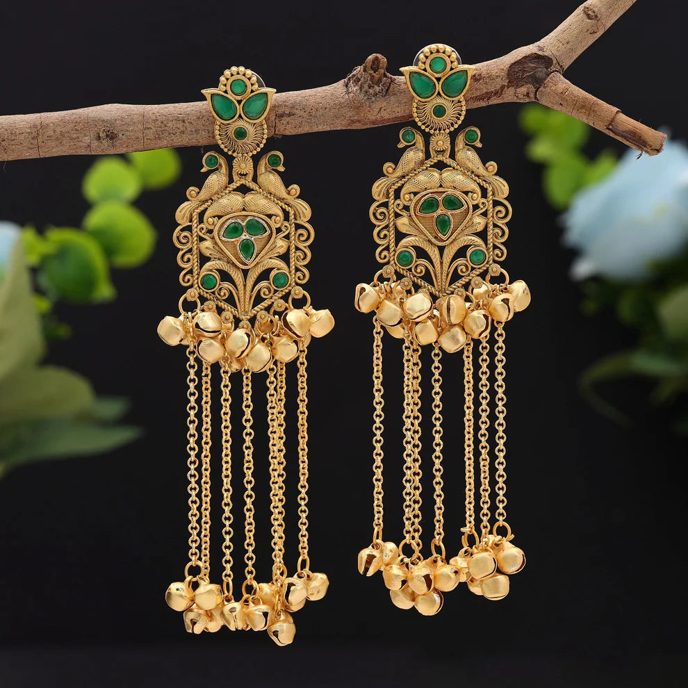 Gorgeous Long Kasmiri Earrings With Traditional Ethnic Fashion Jewelry Design