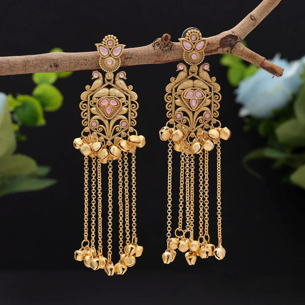 Gorgeous Long Kasmiri Earrings With Traditional Ethnic Fashion Jewelry Design