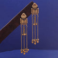 Rani & Green Color Long Kasmiri Earrings with Elegant Handmade Finish