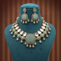 Pista Green Color Kundan Necklace Set Styled As Necklace Fashion Jewelry - Pista Green