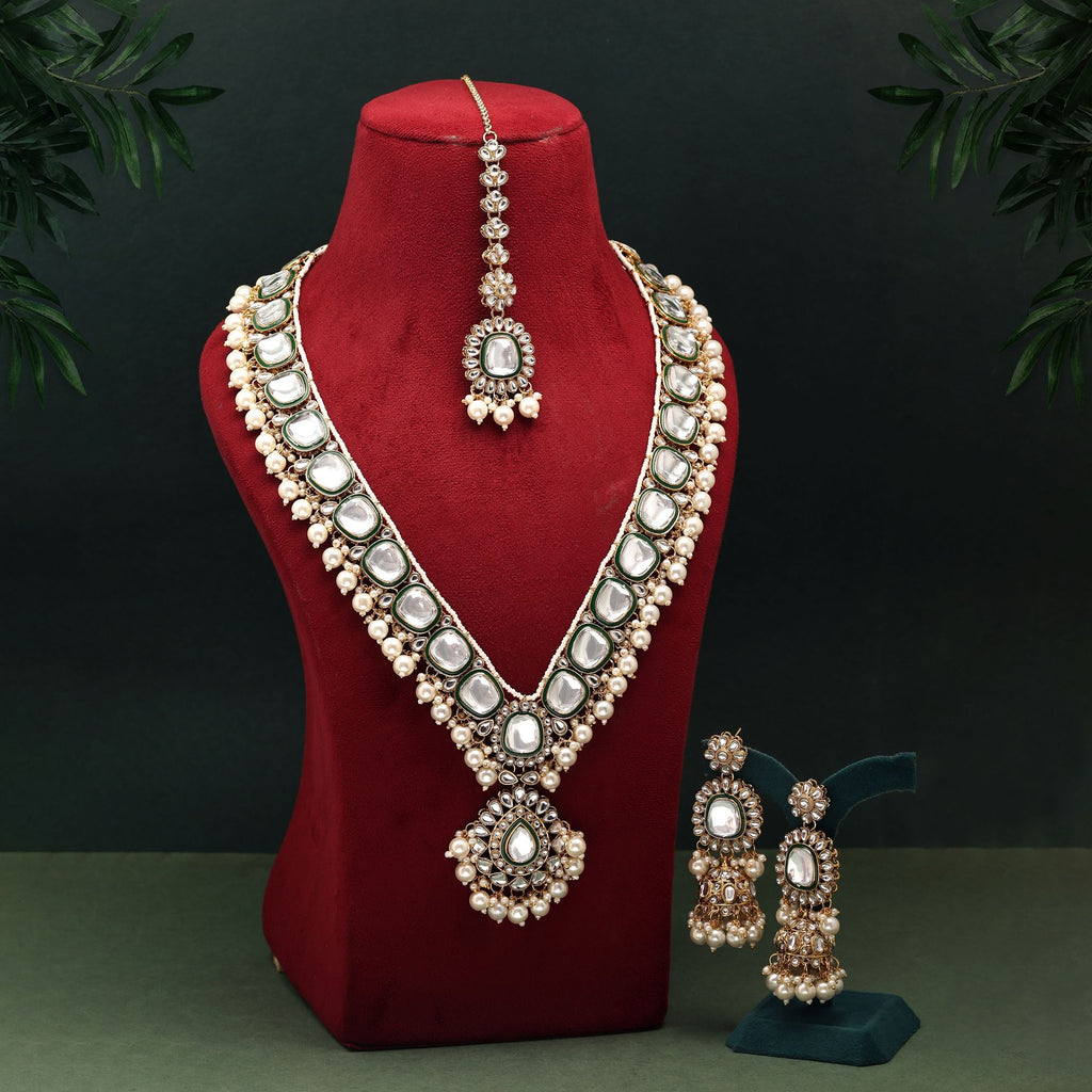 Beautiful White Color Kundan Necklace Set Perfect For Brides, Parties, And Cultural Celebrations - White