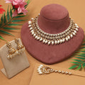 Premium White Color Kundan Necklace Set With Exquisite Traditional Indian Jewellery - White