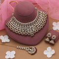 Maroon Color Kundan Necklace Set With Royal Ethnic Bridal Style Stone Work Design - Maroon
