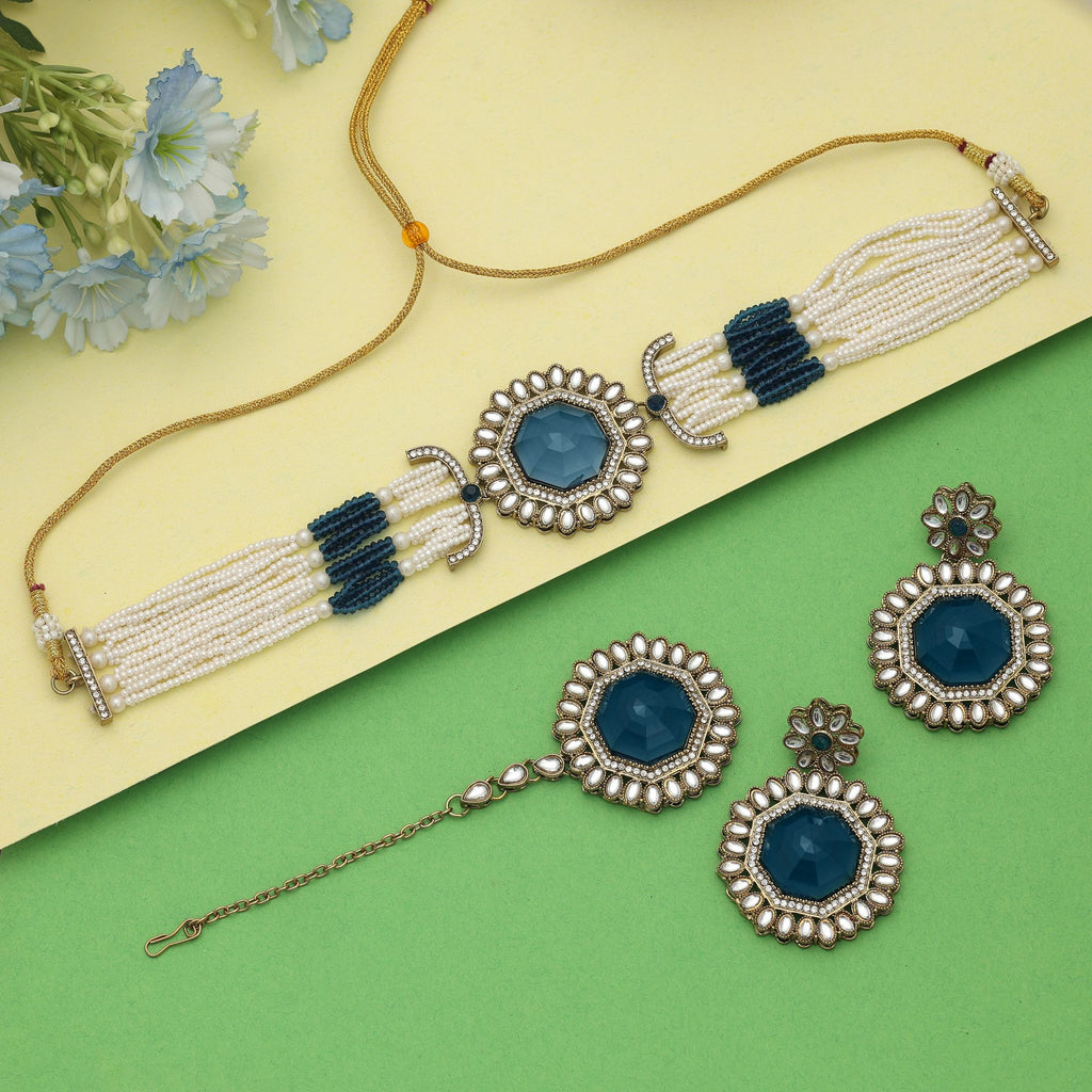 Grand Maroon Color Choker Kundan Necklace Set Premium Design Collection