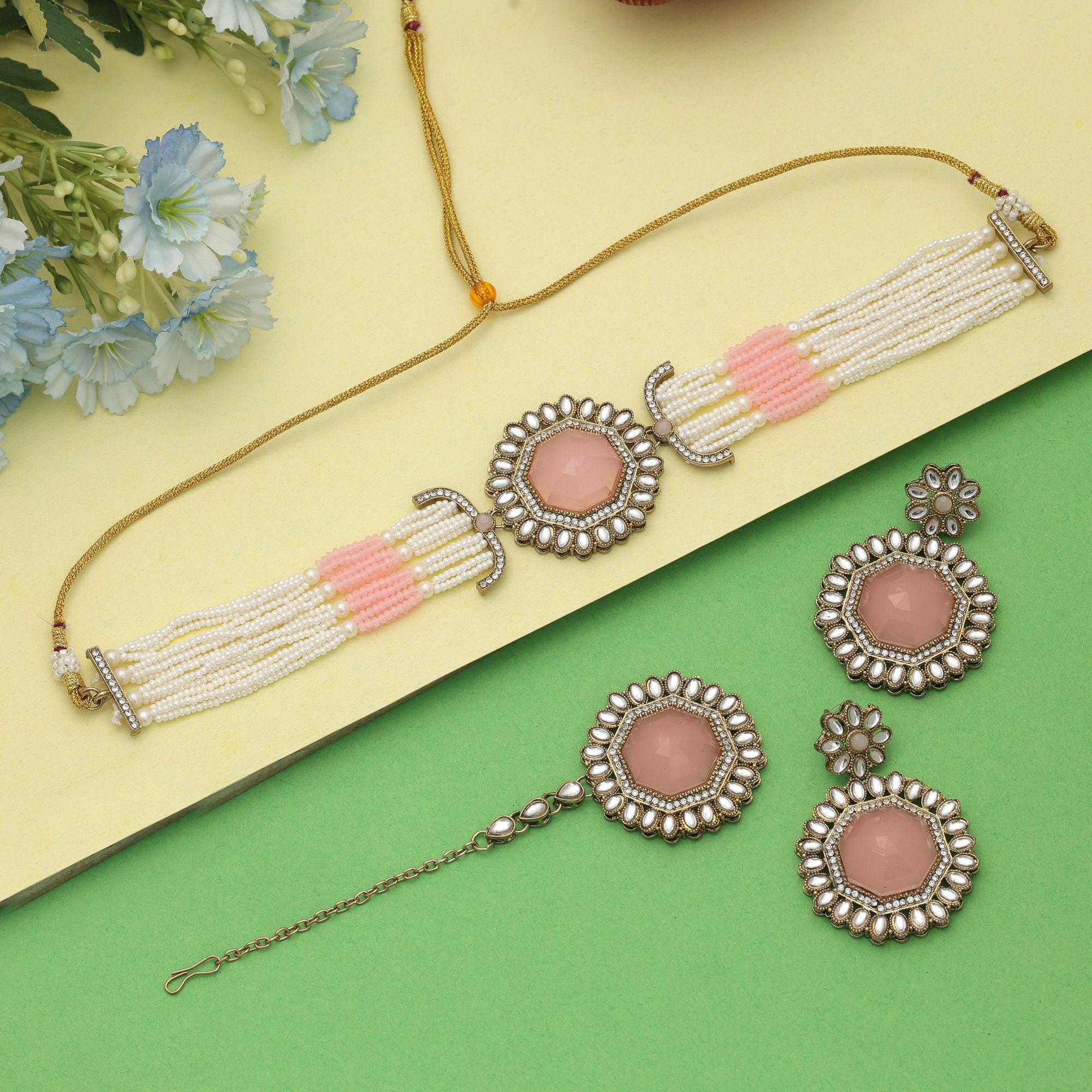 Grand Maroon Color Choker Kundan Necklace Set Premium Design Collection