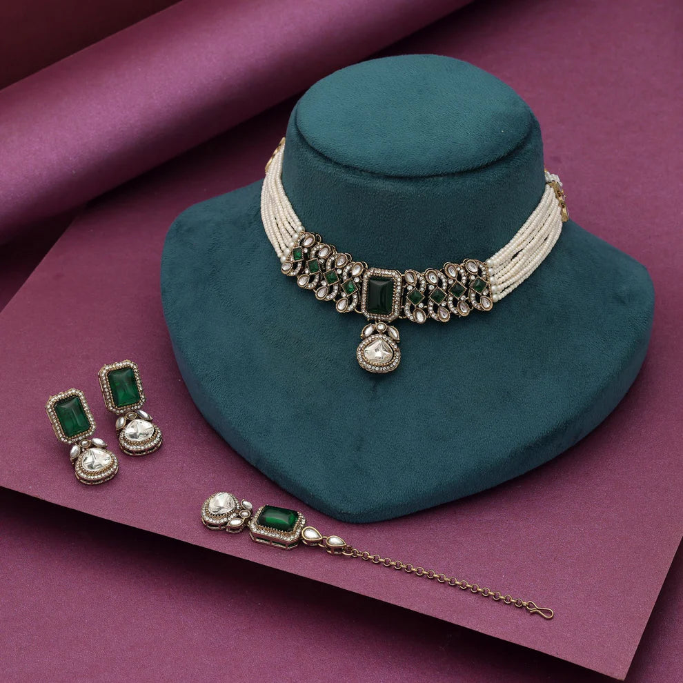 Premium Choker Kundan Necklace Set With Designer Ethnic Bridal Touch