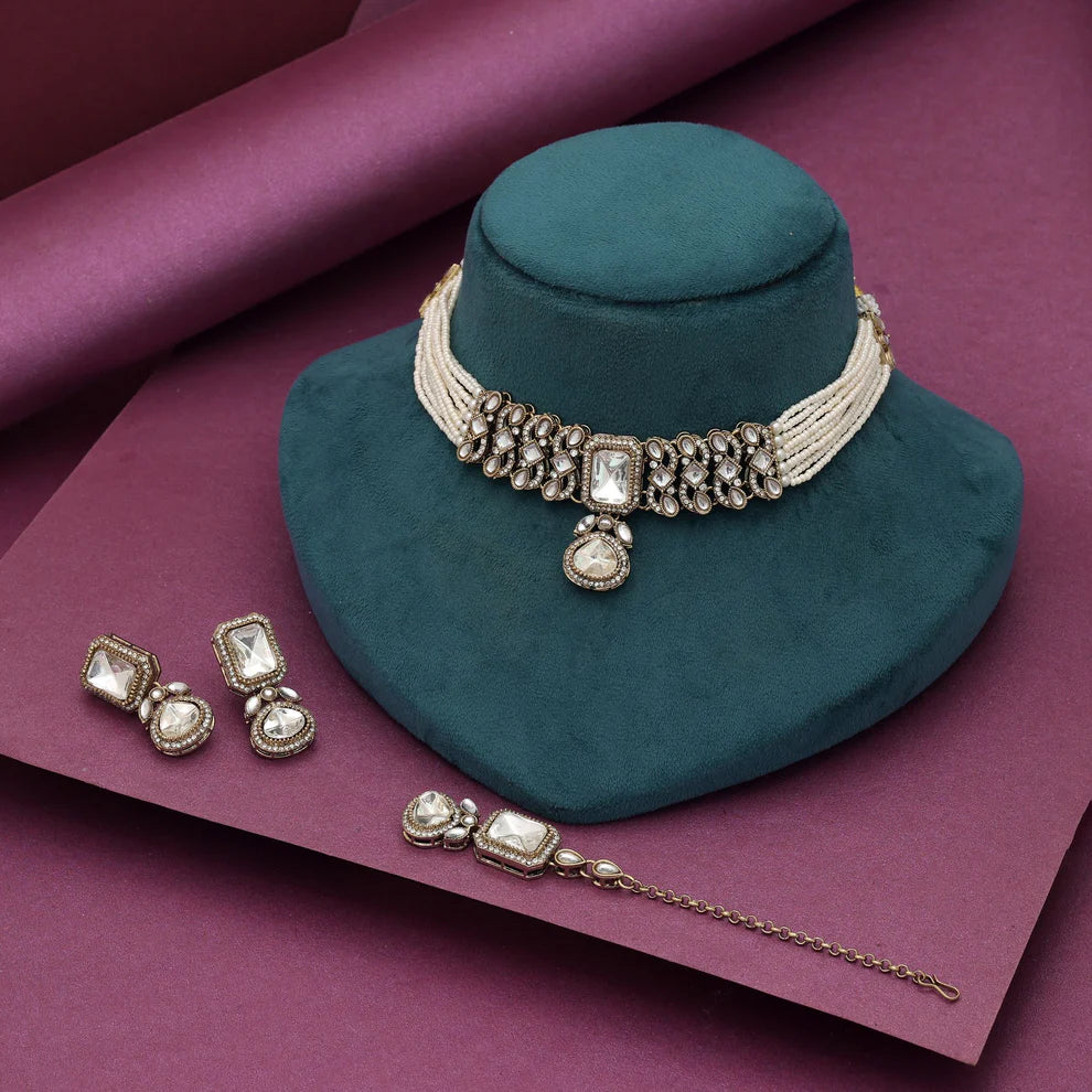 Premium Choker Kundan Necklace Set With Designer Ethnic Bridal Touch