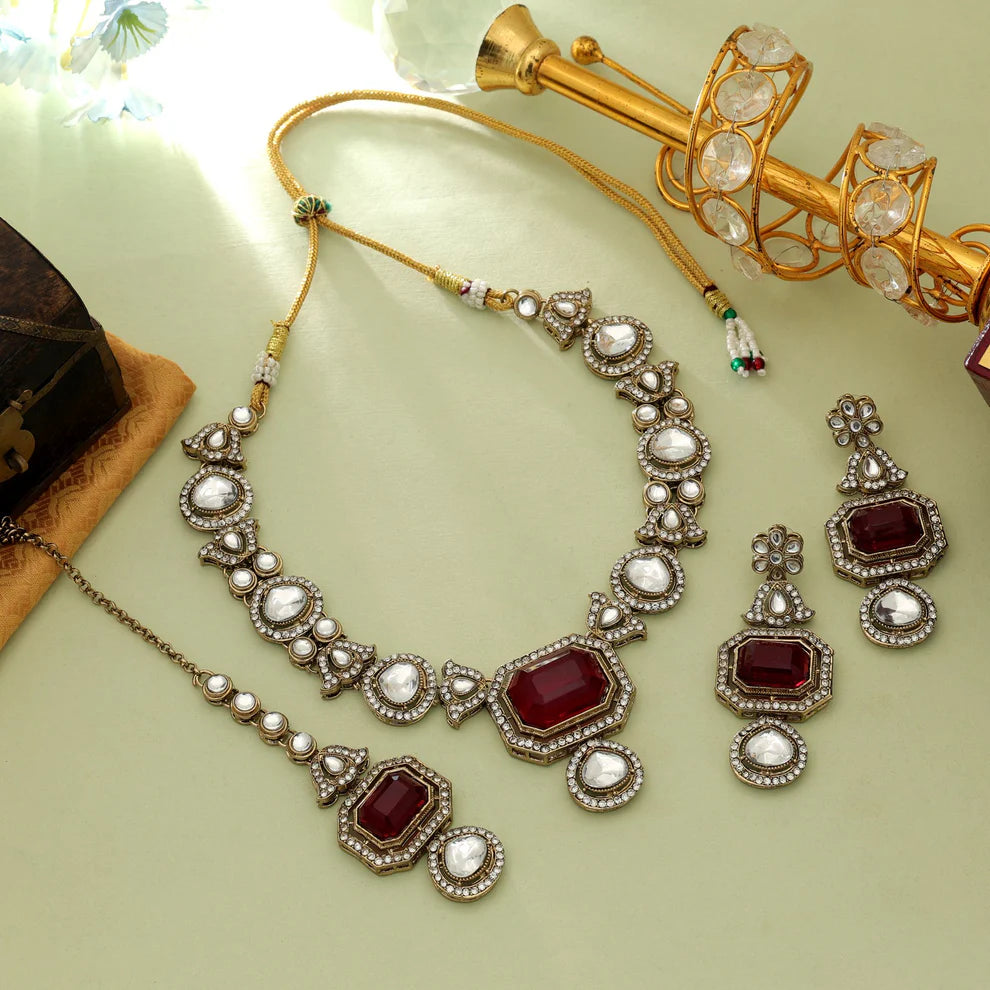 Beautiful Kundan Necklace Set For Women Ethnic Wedding Fashion Style