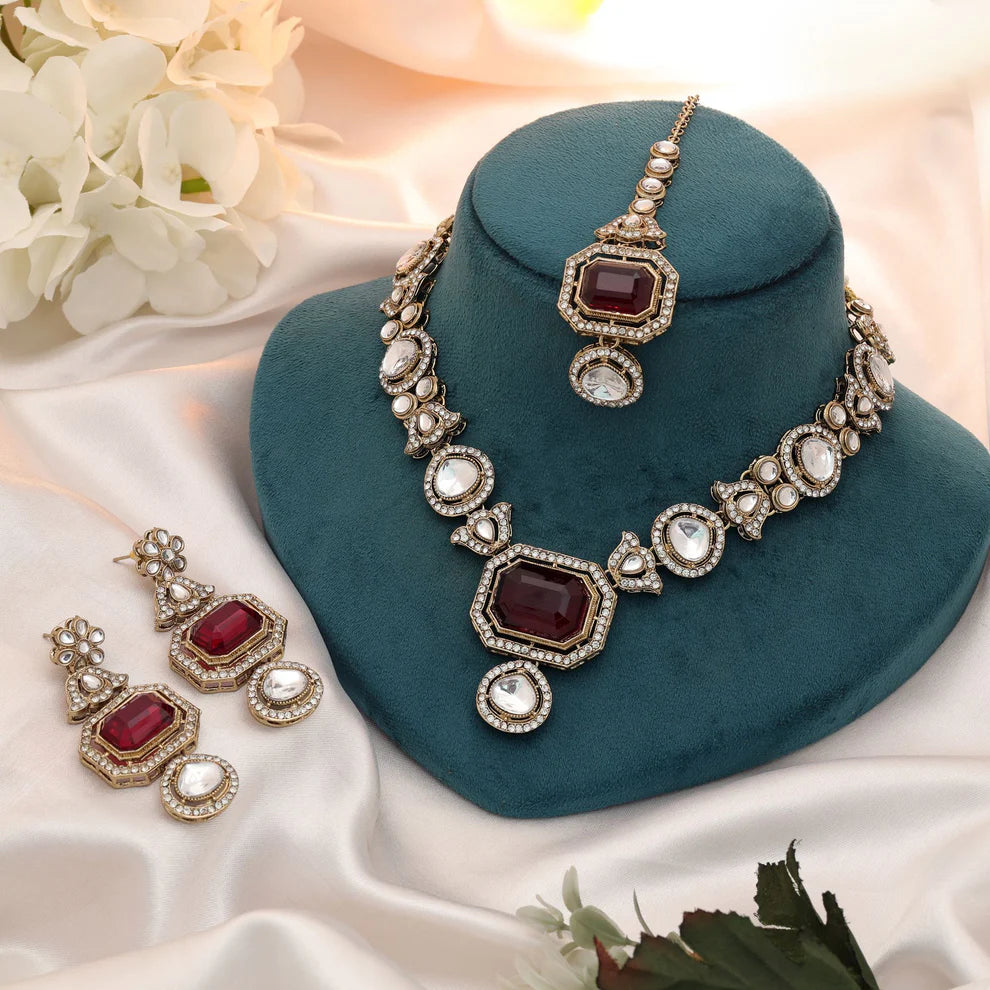Beautiful Kundan Necklace Set For Women Ethnic Wedding Fashion Style