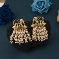 Stylish Black Color Elephant Design Meenakari Earrings Perfect For Ethnic Party Fashion