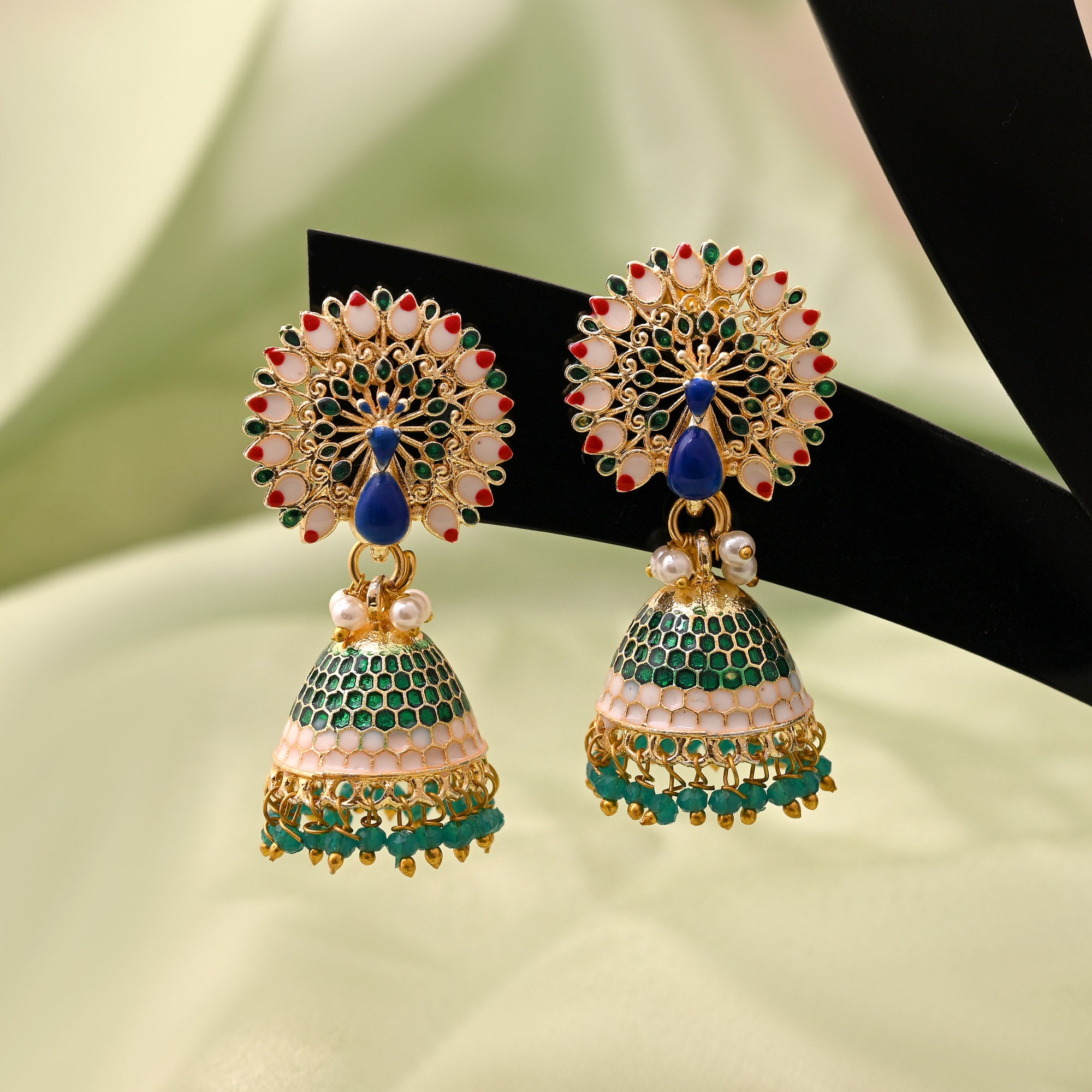 Beautiful Red Color Meenakari Earrings Perfect For Traditional Events And Elegant Outfits - Red