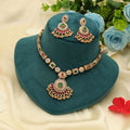 Rani & Green Color Matte Gold Necklace Set Royal Designer Festive Party Wear Jewelry - Rani & Green