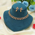 White Color Matte Gold Necklace Set Stylish Modern Ethnic Daily Wear Jewelry Collection - White