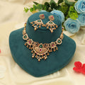 Rani & Green Color Matte Gold Necklace Set Classic Bridal Ethnic Jewelry Collection - Rani & Green