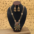 Multi Color Meena Work Matte Gold Necklace Set Elegant Festive Ethnic Jewelry Design - Multi