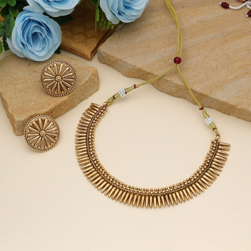 Designer Gold Color Matte Gold Necklace Set Premium Fashion Collection