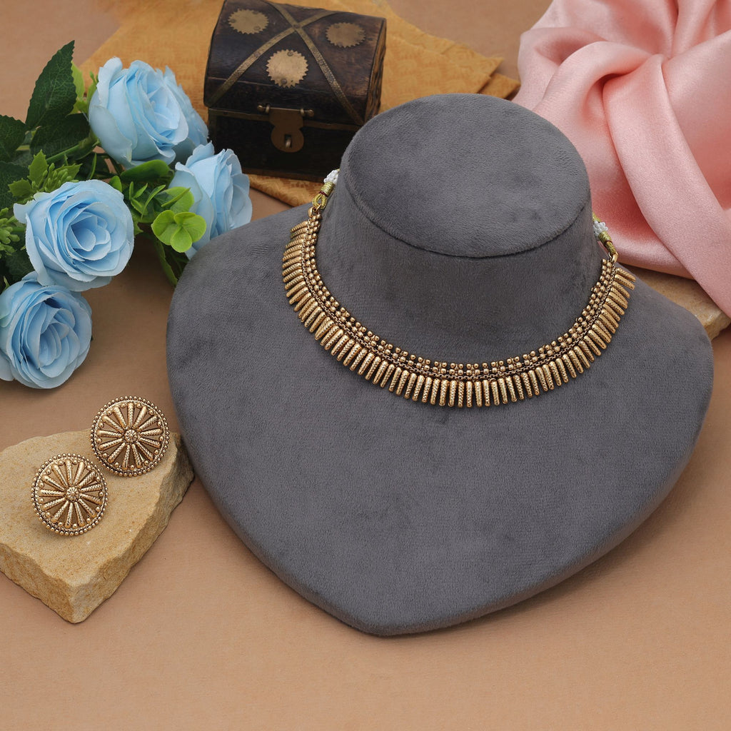 Designer Gold Color Matte Gold Necklace Set Premium Fashion Collection
