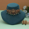 Stylish Choker Lord Laxmi Temple Necklace Set For Festive Wear
