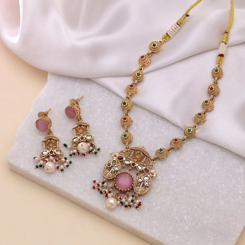 Kundan Necklace Set with Premium Gold Look