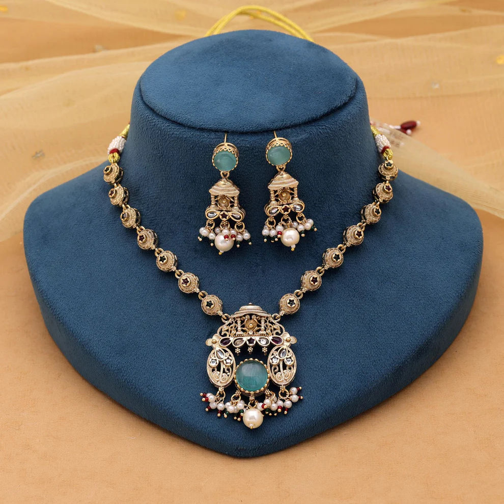 Kundan Necklace Set with Premium Gold Look