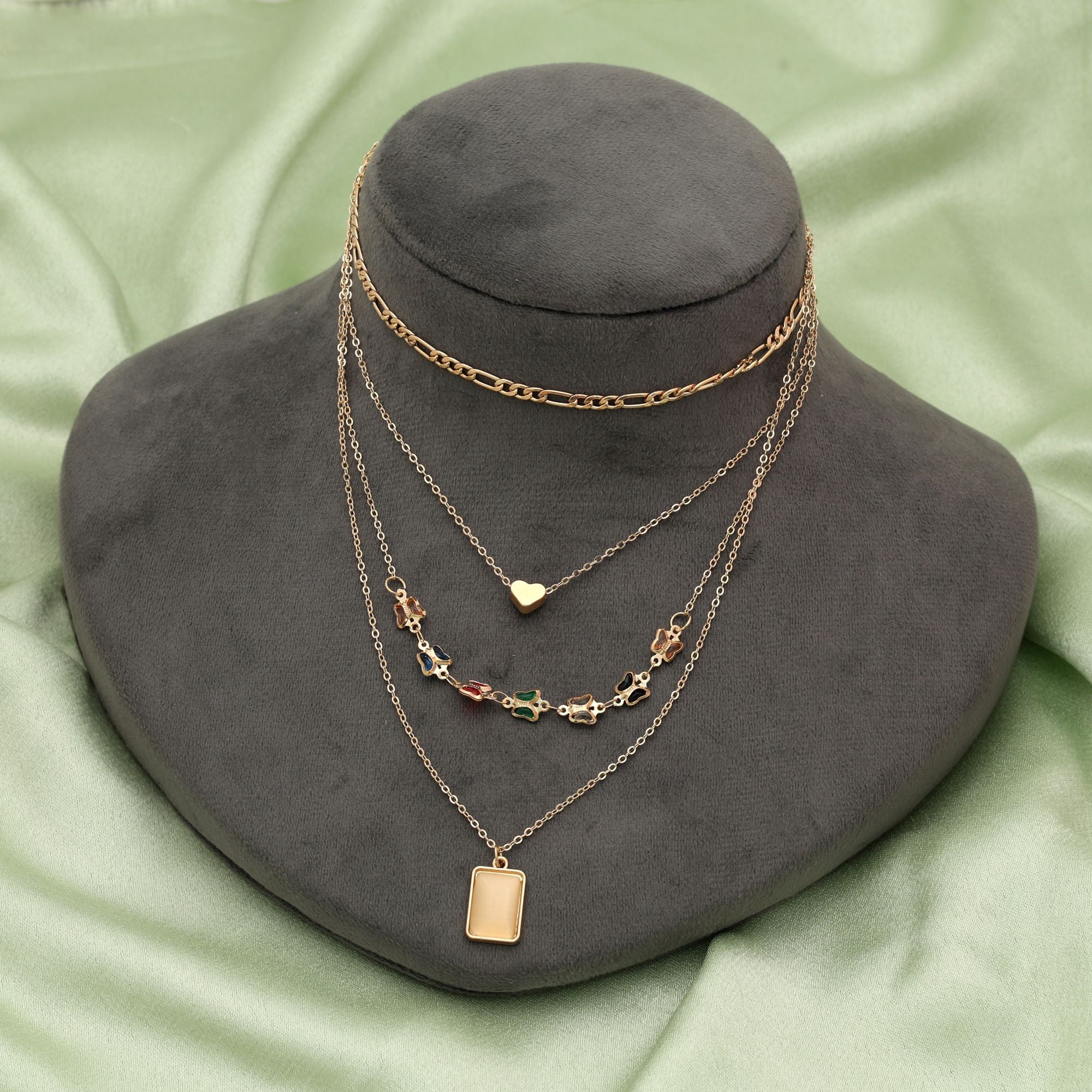 Multi Color Multi Layer Chain Necklace Trendy Fashion Statement Jewelry - Multi