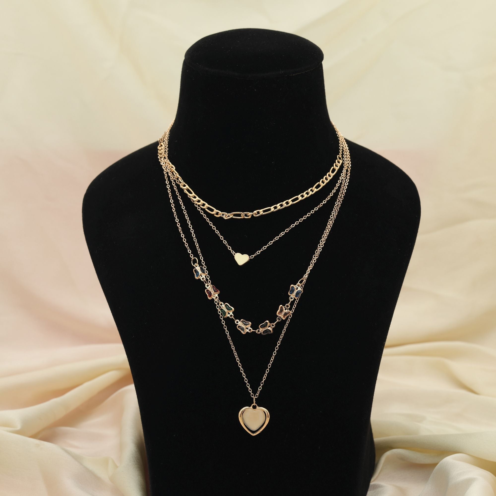 Multi Color Multi Layer Chain Necklace Stylish Modern Layered Jewelry - Multi
