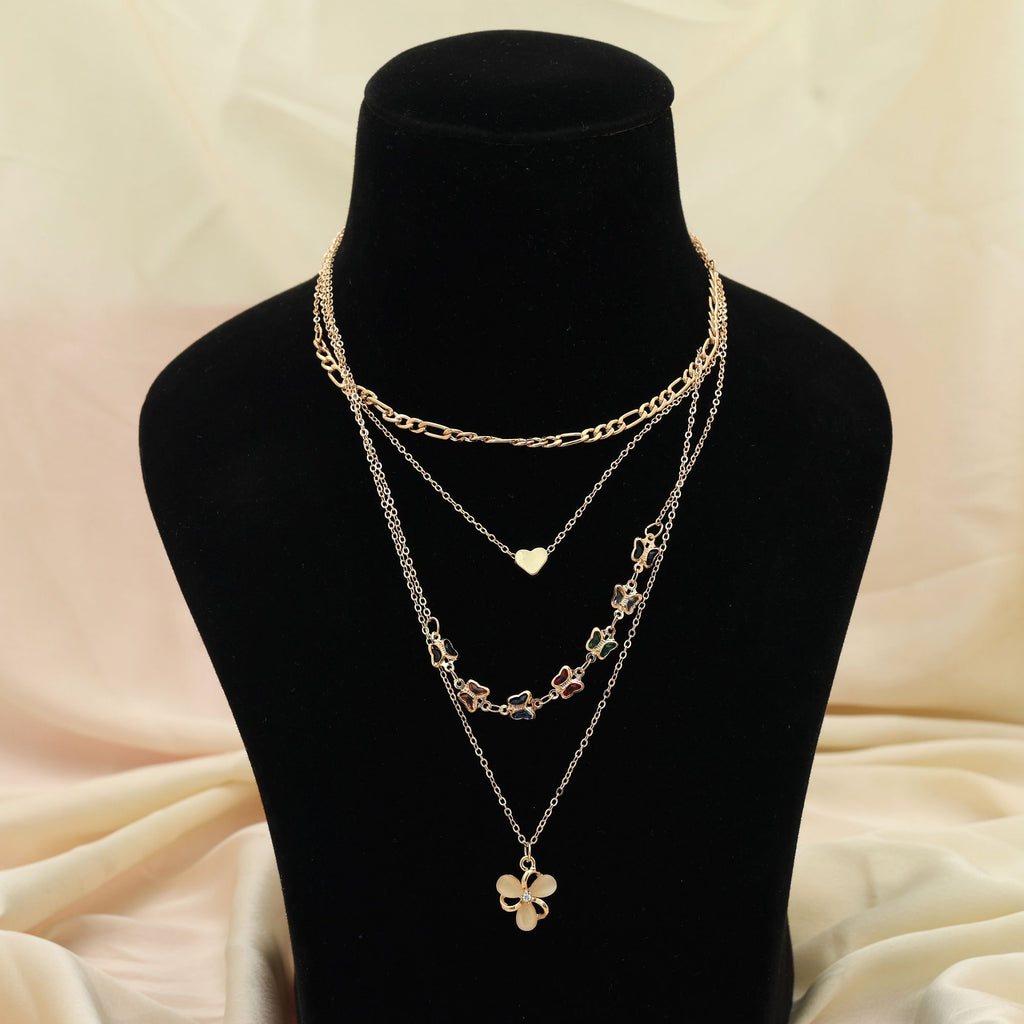 Multi Color Multi Layer Chain Necklace Elegant Trendy Jewelry Design - Multi