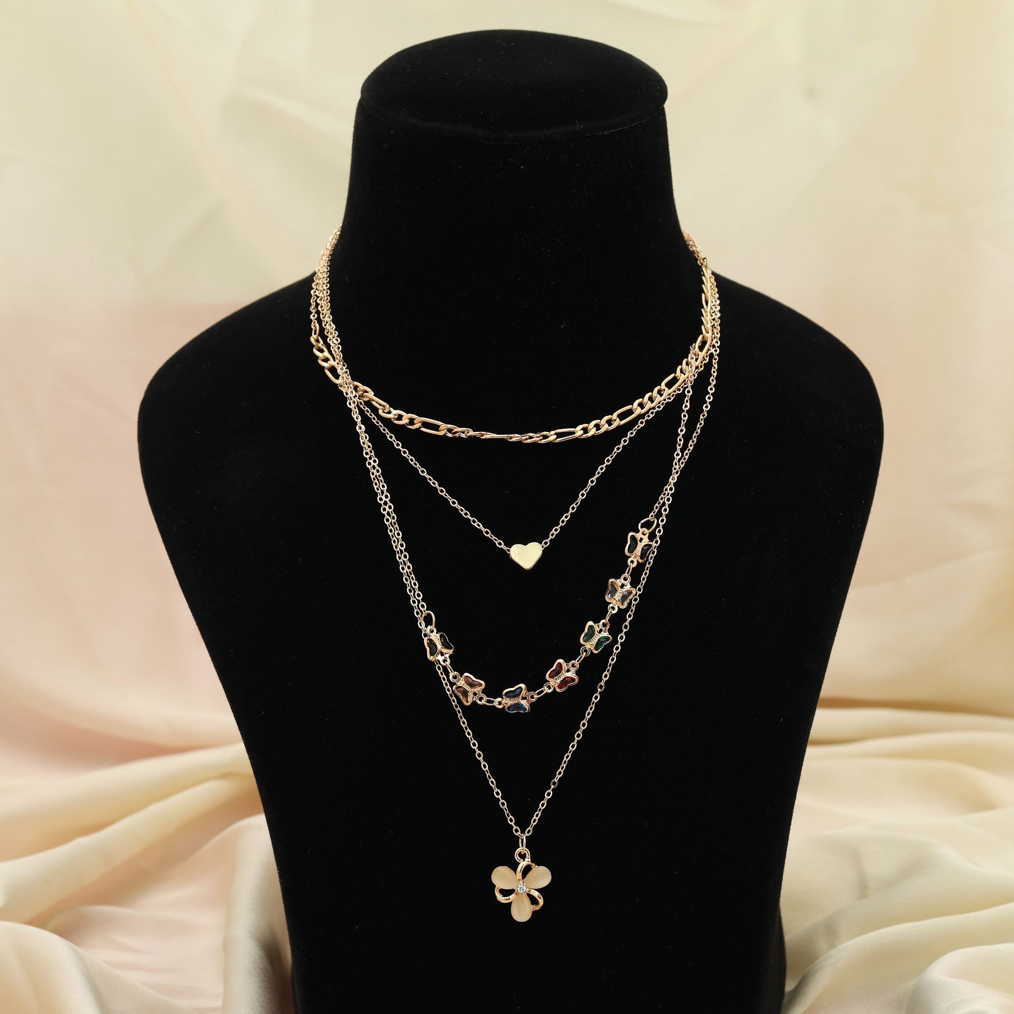 Multi Color Multi Layer Chain Necklace Elegant Trendy Jewelry Design - Multi