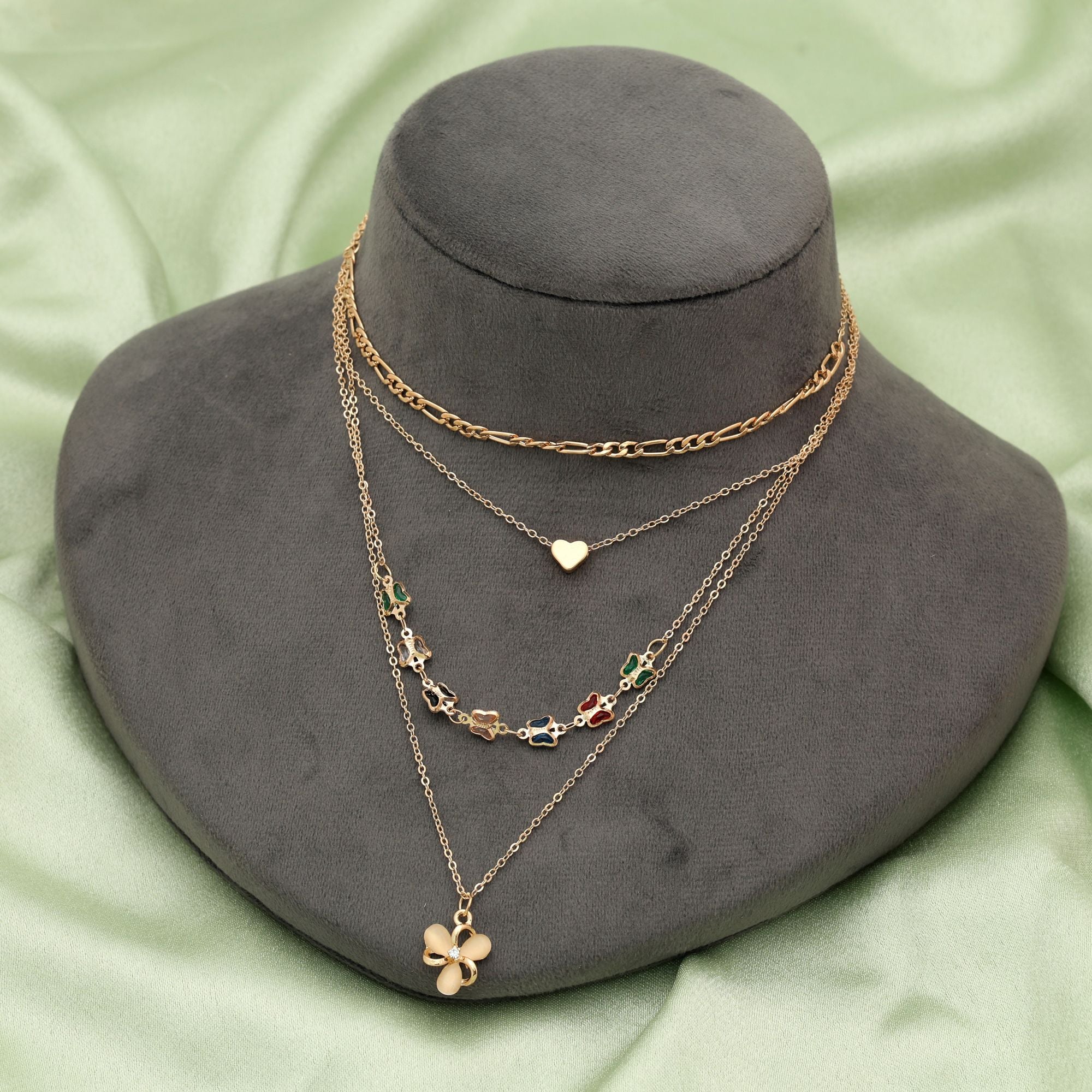 Multi Color Multi Layer Chain Necklace Elegant Trendy Jewelry Design - Multi